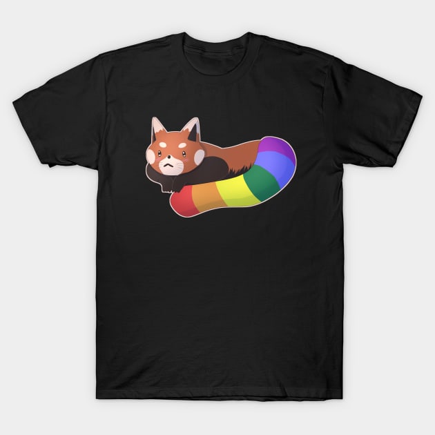 Gay Pride Red Panda T-Shirt by celestialuka